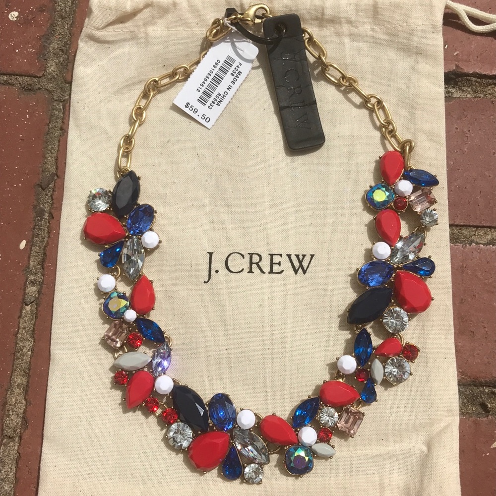 J.Crew Cerise Mixed Stones Necklace & Dust Bag - Picture 4 of 6